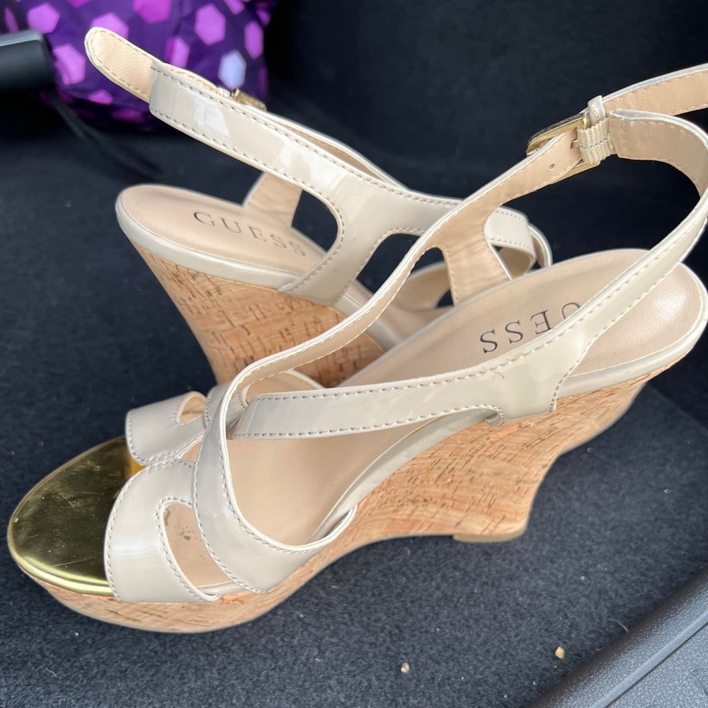 Guess Cork-heal Wedge Sandals 7.5